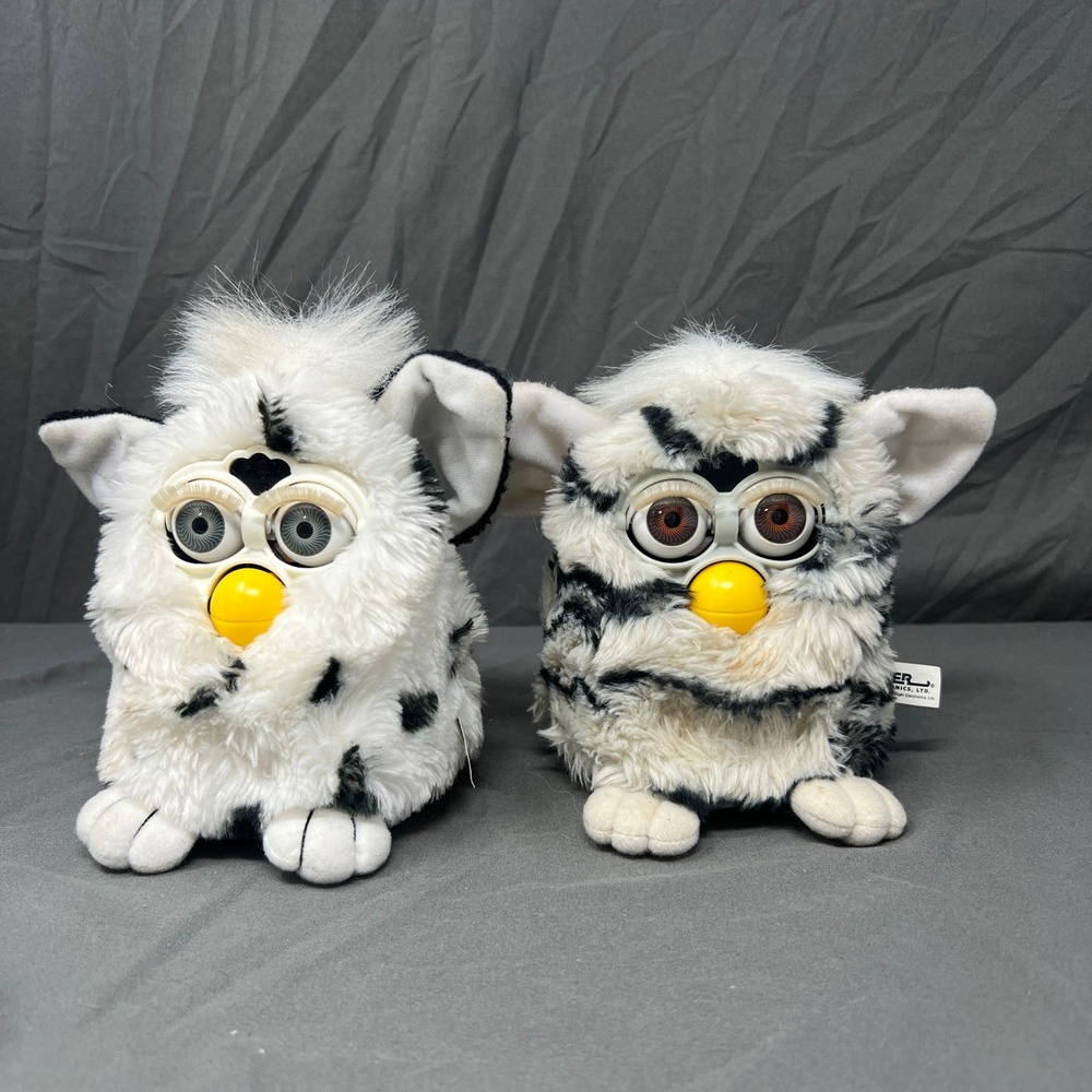 Tiger Electronics Furby Lot White Black Dalmatian Zebra 1998 for Parts & Repair